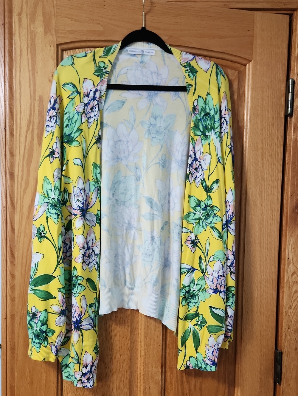 Floral Open-Front Cardigan Sweater - Yellow
